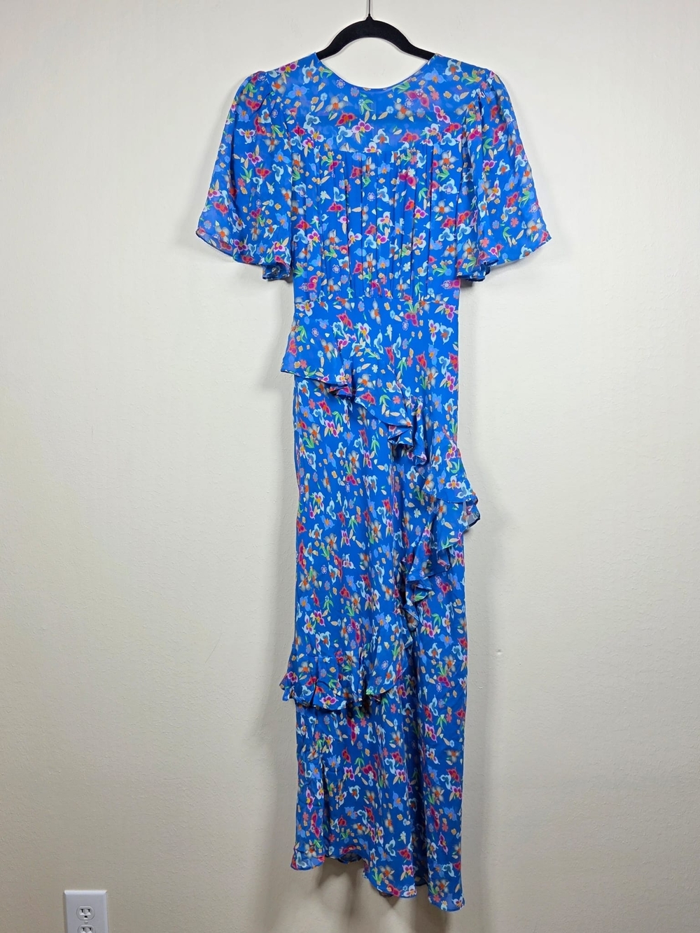 Saloni Vida Ruffled Dress 100% SILK Size 10 MSRP $695 - Picture 6 of 11